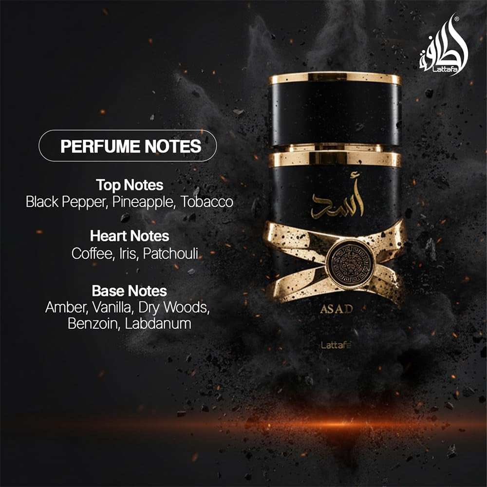 Lattafa Asad Parfum De Luxe Longue Durée Parfum Rafraîchissant Oud Et Musc 100 Ml Unisexe 100.0 G