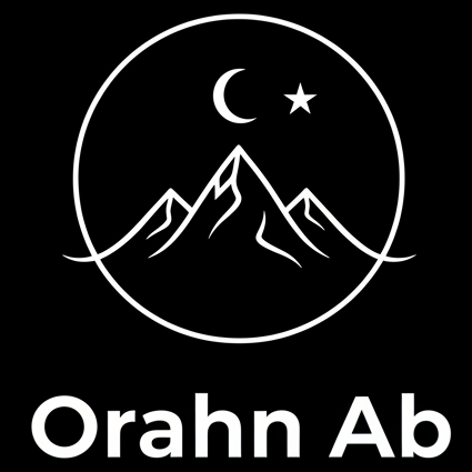 Logo Orahn Ab montagne lune étoile fond noir